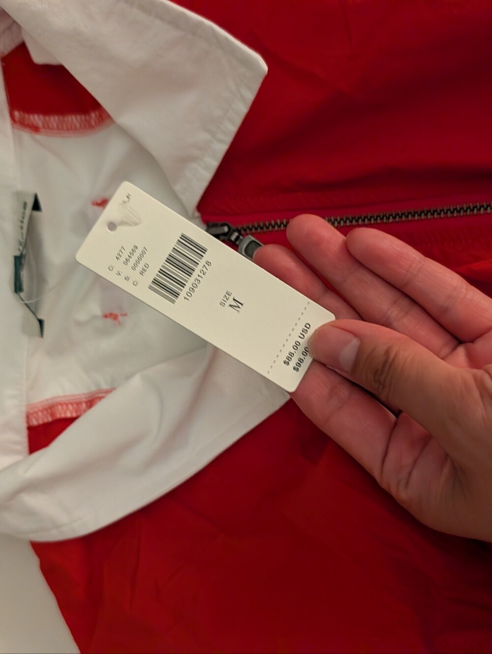 Anthropologie Red and White Colorblock Bomber Jacket - Picture 7 of 8